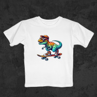 Футболка детская T-Rex на скейте Белая