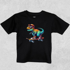 Футболка дитяча T-Rex на скейті Чорна