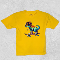 Футболка дитяча T-Rex на скейті Жовта