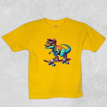 Футболка дитяча T-Rex на скейті Жовта