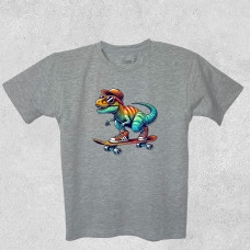 Футболка дитяча T-Rex на скейті Меланж