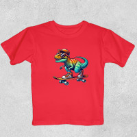 Футболка дитяча T-Rex на скейті Червона