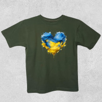 Футболка дитяча Серце фарба Хакі