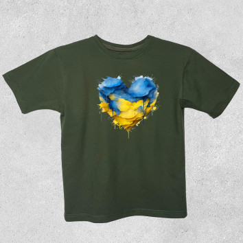 Футболка дитяча Серце фарба Хакі