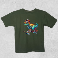 Футболка дитяча T-Rex на скейті Хакі