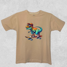 Футболка дитяча T-Rex на скейті Бежева