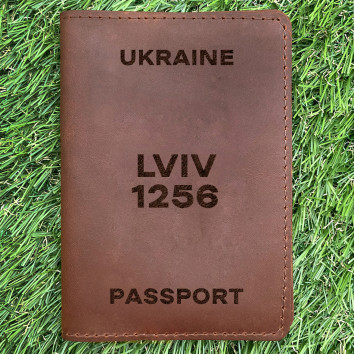 Обкладинка на паспорт Lviv 1256 Коньяк