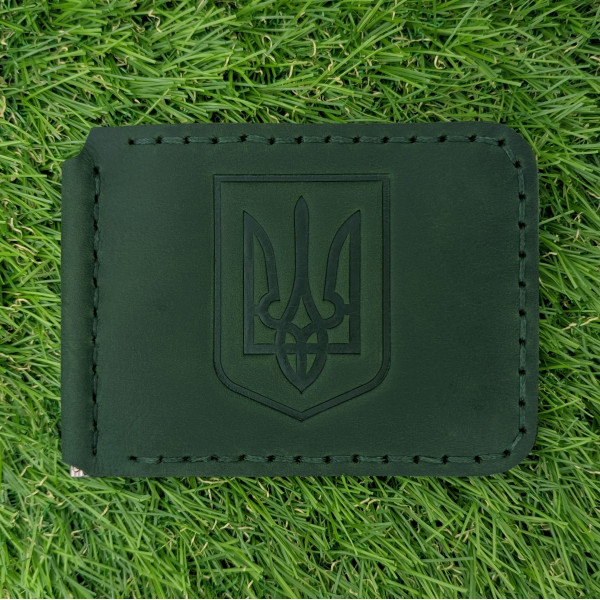Набір обкладинка для Паспорта та Затискач Герб Зелений