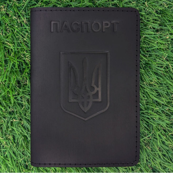 Набір обкладинка для Паспорта та Затискач Герб Чорний
