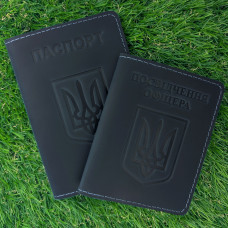 Набір обкладинки для посвідчення Офіцера та Паспорта Герб Синій