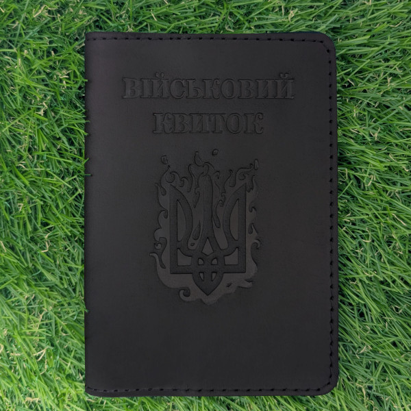 Комплект обкладинок для посвідчення УБД, військового квитка та паспорта "Вогняний Герб" Чорний