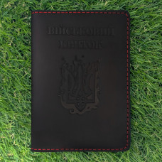 Обкладинка для військового квитка "Вогняний Герб" чорна з червоним