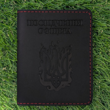 Обкладинка для посвідчення офіцера "Вогняний Герб" чорна з червоним