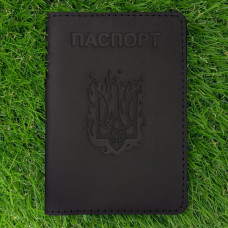 Обкладинка для паспорта "Вогняний Герб" чорна