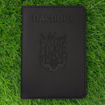 Обкладинка для паспорта "Вогняний Герб" чорна