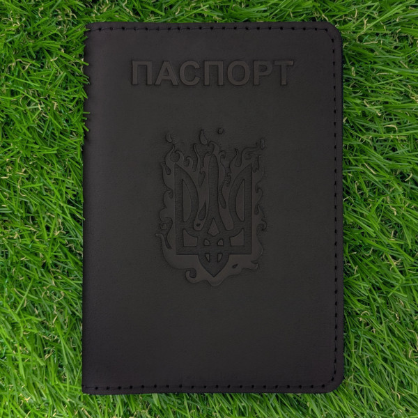 Комплект обкладинок для посвідчення УБД, військового квитка та паспорта "Вогняний Герб" Чорний