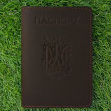 Обкладинка для паспорта "Вогняний Герб" шоколад